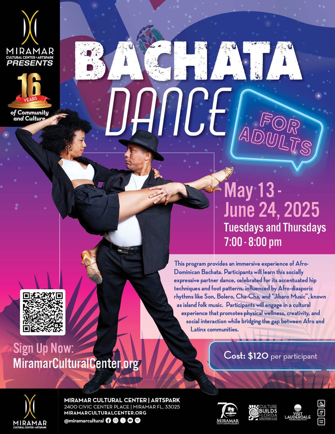 Flyer promiting bachata dance class
