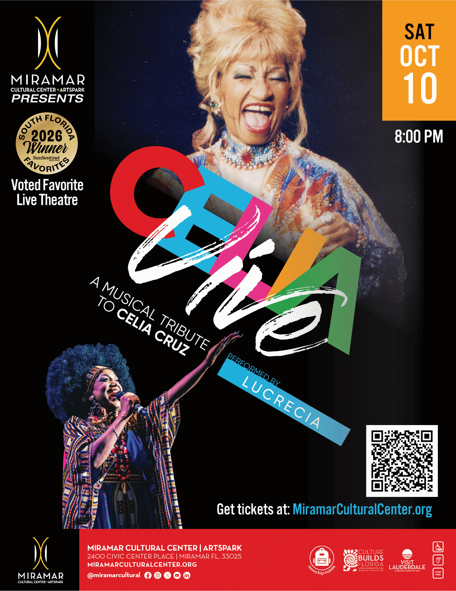 FLyer for Celia Vive show on 10/10/26