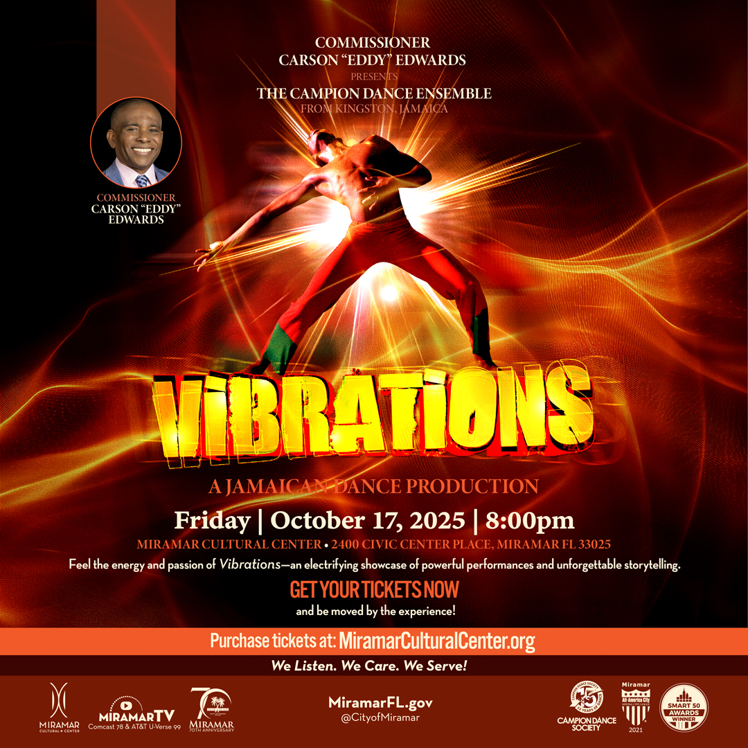 Flyer for vibrations dance event at Miramar Cultural Center
